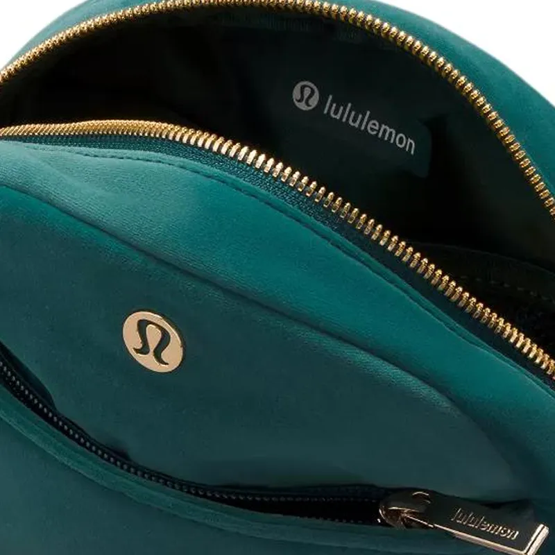Lululemon Velour Clutch Mini Unisex Storm Green & Gold Metal-3