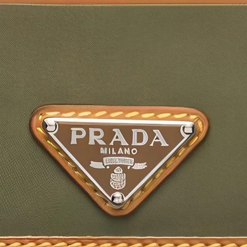 PRADA Recycled Nylon Card Holder Men's Khaki & Camel-3