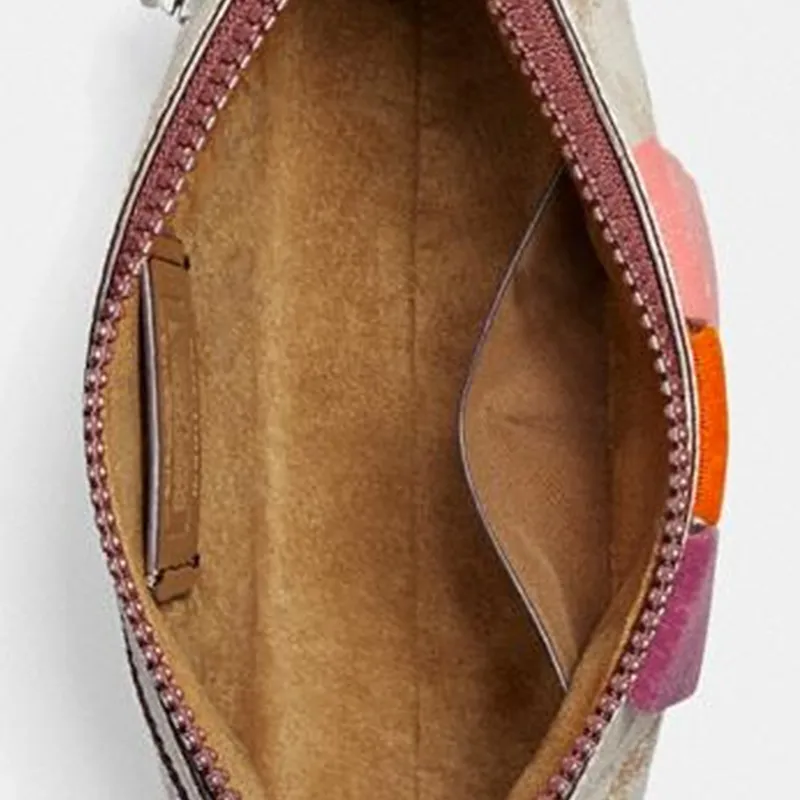 COACH Charlie Canvas Clutch Medium Size Women's Brown/White Multicolor-3