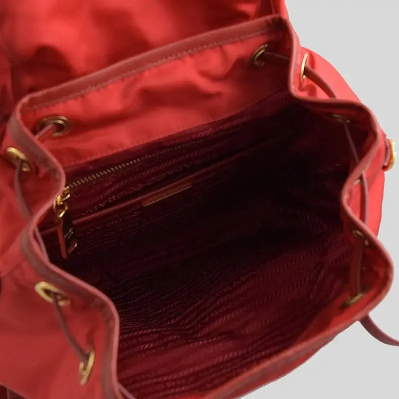 PRADA Cow Leather Parachute Backpack Women's Red-4