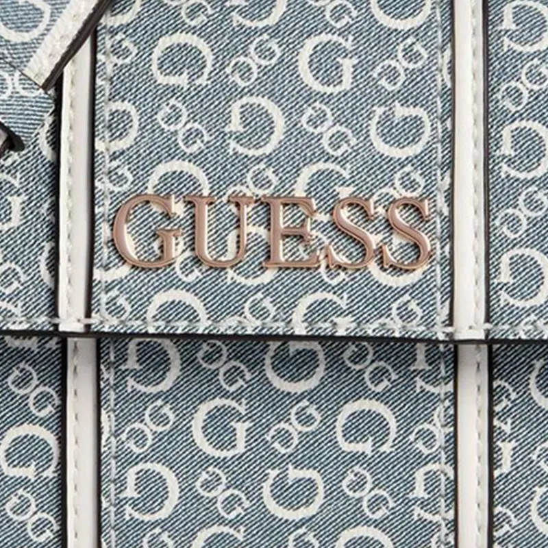 GUESS Faux Leather Coated Canvas Shoulder Bag Crossbody Bag Regular Women's Light Blue-3