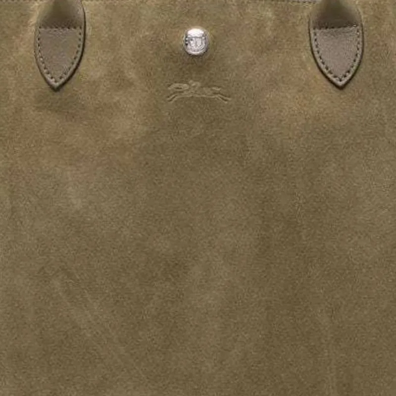 LONGCHAMP Lambskin Tote Bag Shopping Bag Handbag Medium Size Women's Khaki-3