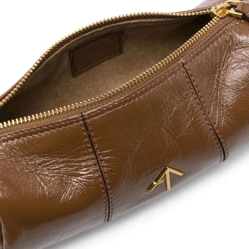Manu Atelier Calfskin Portable Crossbody Bag Shoulder Bag Mini Women's Mocha Brown-3