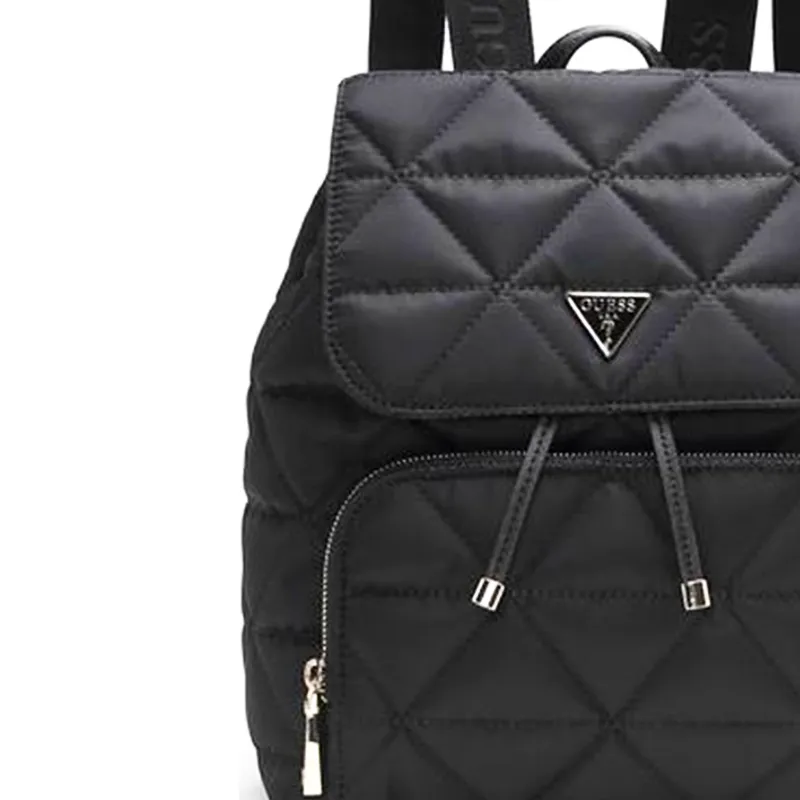 GUESS Artificial Leather Backpack Medium Size Women's Black-3