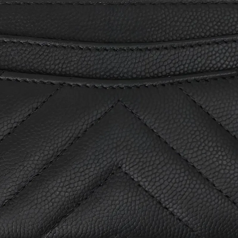 CHANEL Grain Caviar Cow Leather Card Holder Unisex Black-3