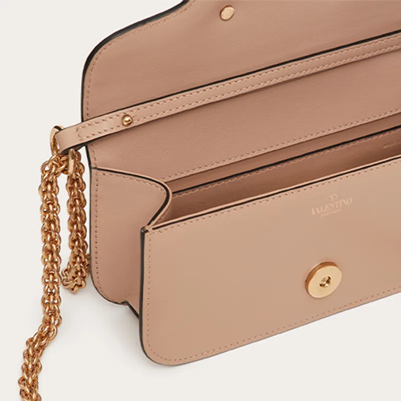 Valentino Locò Calfskin Baguette Bag One Shoulder Handbag Small Size Women's Rose Pink-3