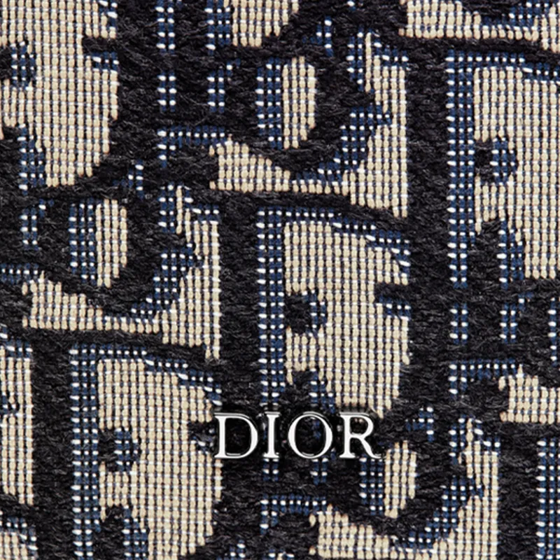 DIOR Jacquard Fabric Card Holder Card Holder Unisex Beige & Black-4