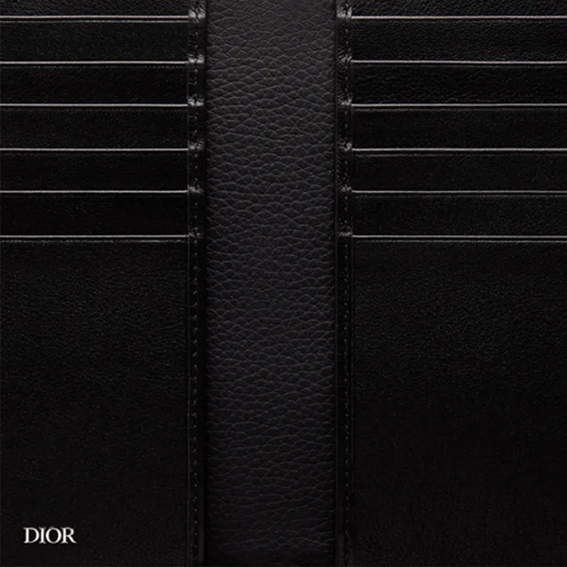 DIOR Jacquard Fabric Card Holder Card Holder Unisex Beige & Black-3