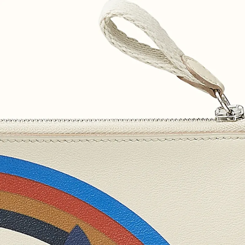 HERMES Carre Pocket Cow Leather Clutch Regular Women's Ecru-3