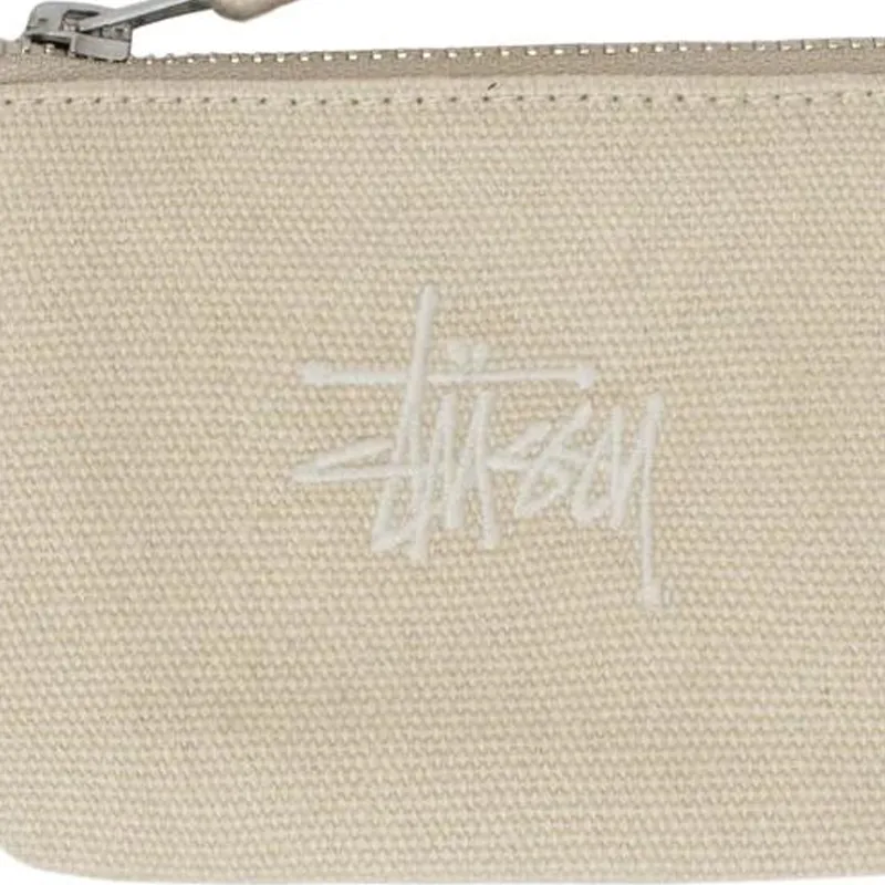 Stussy Cotton Canvas Bag Coin Wallet Purse Regular Unisex White-2