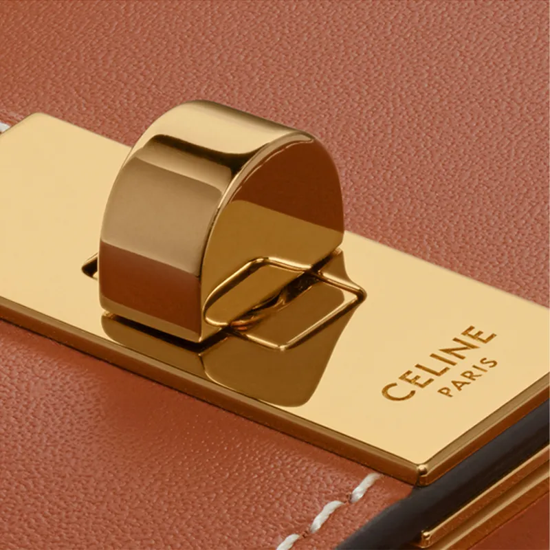 CELINE Shiny Cow Leather Wallet Women's Brown-4