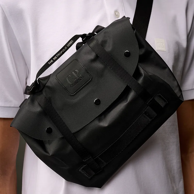 C.P.Company Polyamide Shoulder Bag, Crossbody Bag, Handbag Regular Men's Black-3