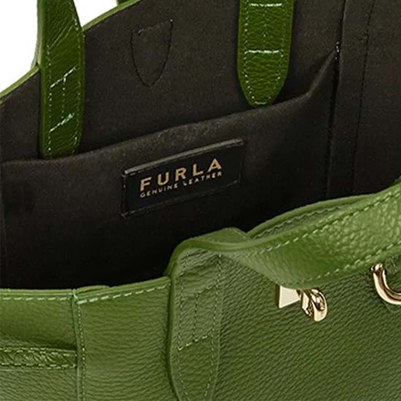 Furla Net Collection Cow Leather Tote Bag Shopping Bag Shoulder Bag Crossbody Bag Handbag Mini Women's Emerald Green-3