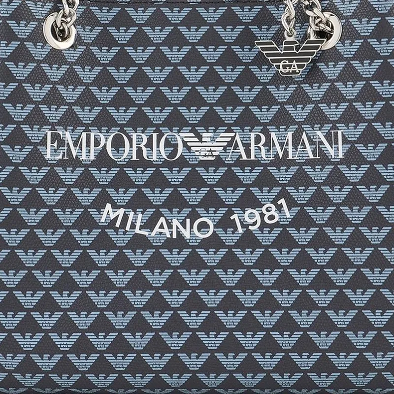 EMPORIO ARMANI Polyester Tote Bag, Shopping Bag, Shoulder Bag, Crossbody Bag, Handbag Women's Dark Blue-3