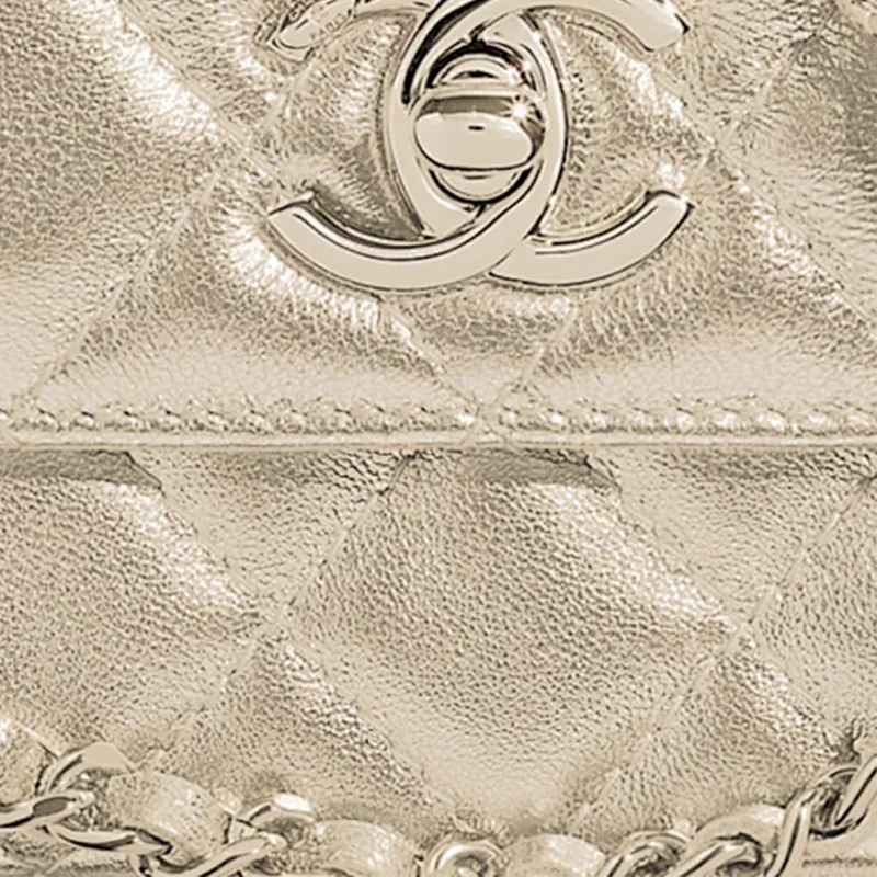 CHANEL Trendy CcWOC Metal Sheepskin Chain Bag, Shoulder Bag, Crossbody Bag Women's Gold-3