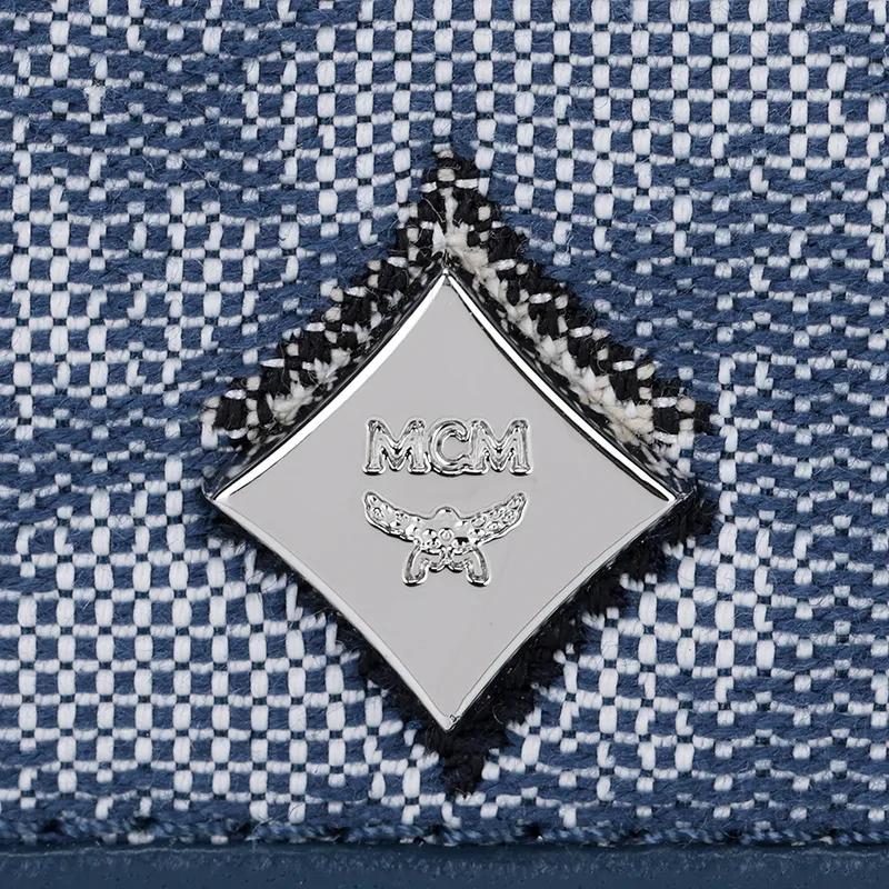 MCM Jacquard Fabric, Cow Leather AirPods Pro Protective Cover Earphone Case Women's Blue-4