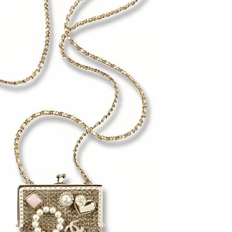 CHANEL 22A Early Autumn Metal Chain Bag Crossbody Bag Women's Gold & White & Red & Pink-4