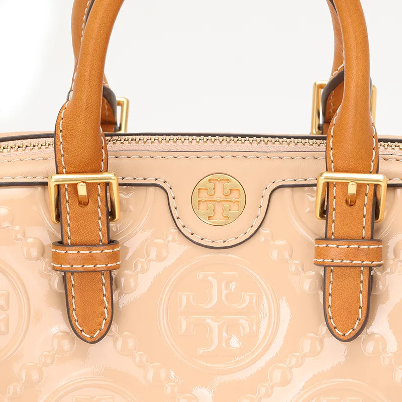 TORY BURCH T Monogram Leather Shoulder Bag Crossbody Bag Handbag Small Size Women's Light Peach-4