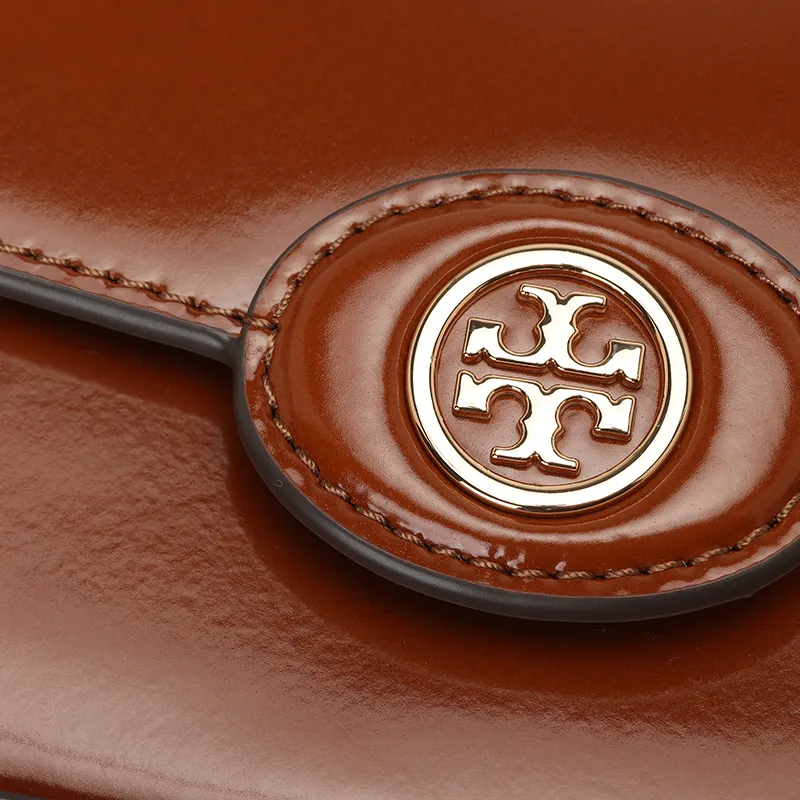 TORY BURCH Robinson Spazzolato Rectangular Shoulder Bag Dark Sienna-4