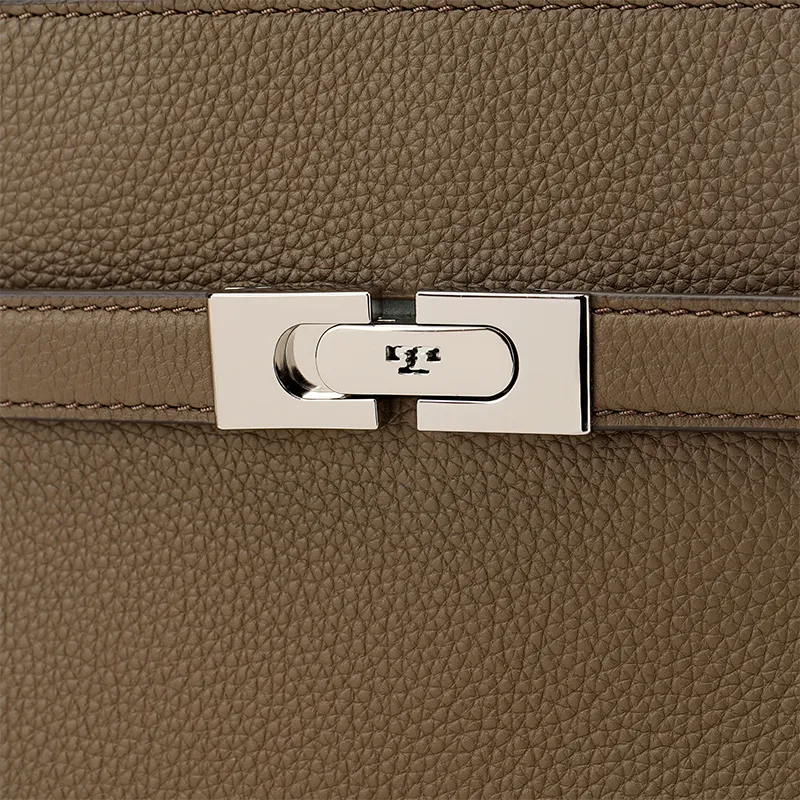 TORY BURCH Lee Radziwill Litchi Grain Leather Crossbody One Shoulder Handbag Mini Women's Mushroom Gray-4
