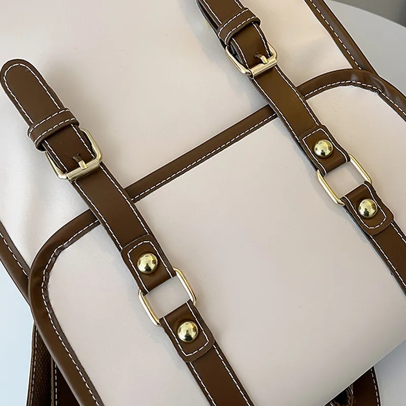 JIANMU PU Backpack Regular Women's Brown/Black/Blue/Ecru-6