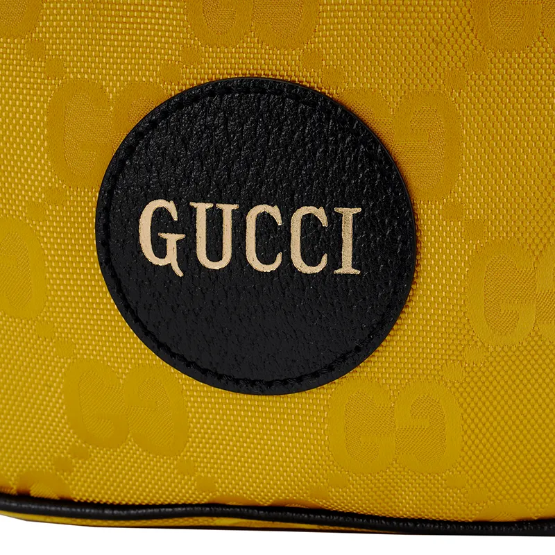 GUCCI Nylon With Leather Shoulder Bag, Crossbody Bag, Handbag Unisex Yellow & Black-4
