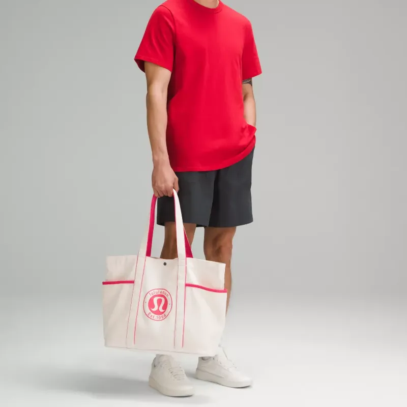 Lululemon Canvas Bag Tote Bag Shopping Bag Shoulder Bag Handbag Regular Unisex Glaze Pink-3