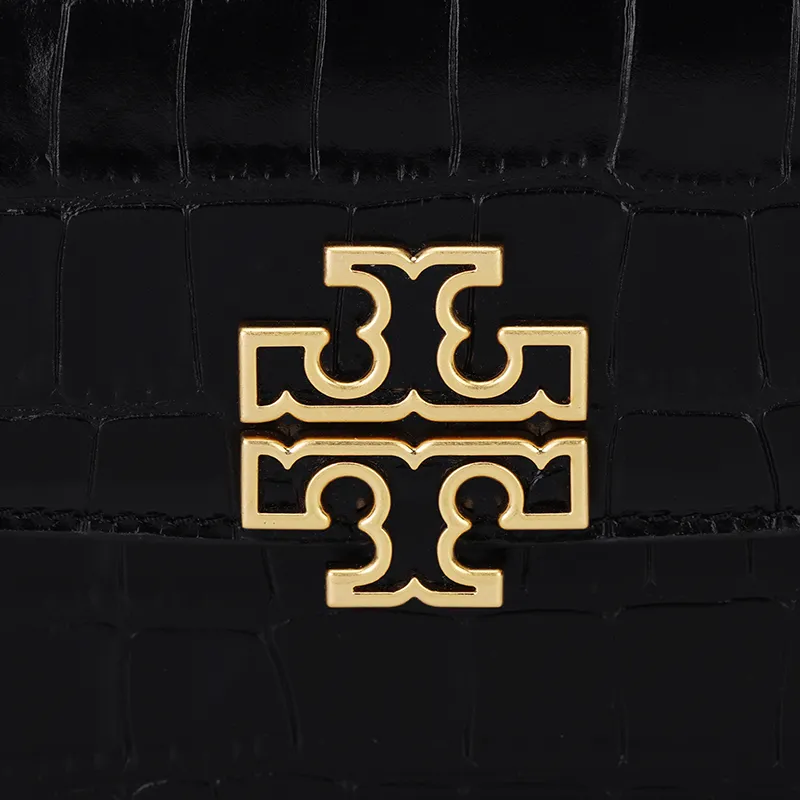 TORY BURCH Britten Crocodile Pattern Leather Shoulder Bag, Crossbody Bag, Chain Bag, Wallet Small Size Women's Black-4