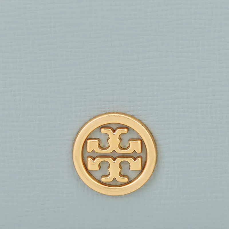 TORY BURCH Robinson Leather Card Holder Women's Gray-4