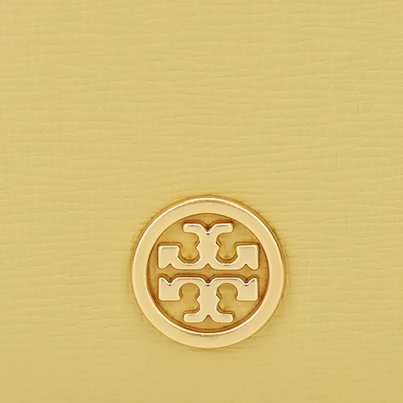 TORY BURCH Robinson Leather Card Holder Women's Yellow-4