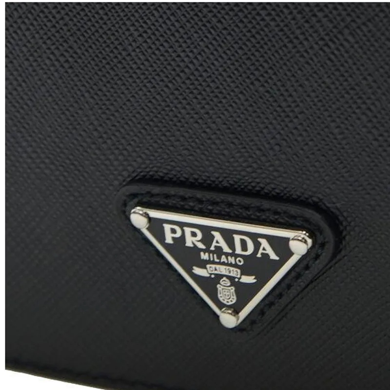 PRADA Saffiano Cow Leather Clutch Men's Black-4