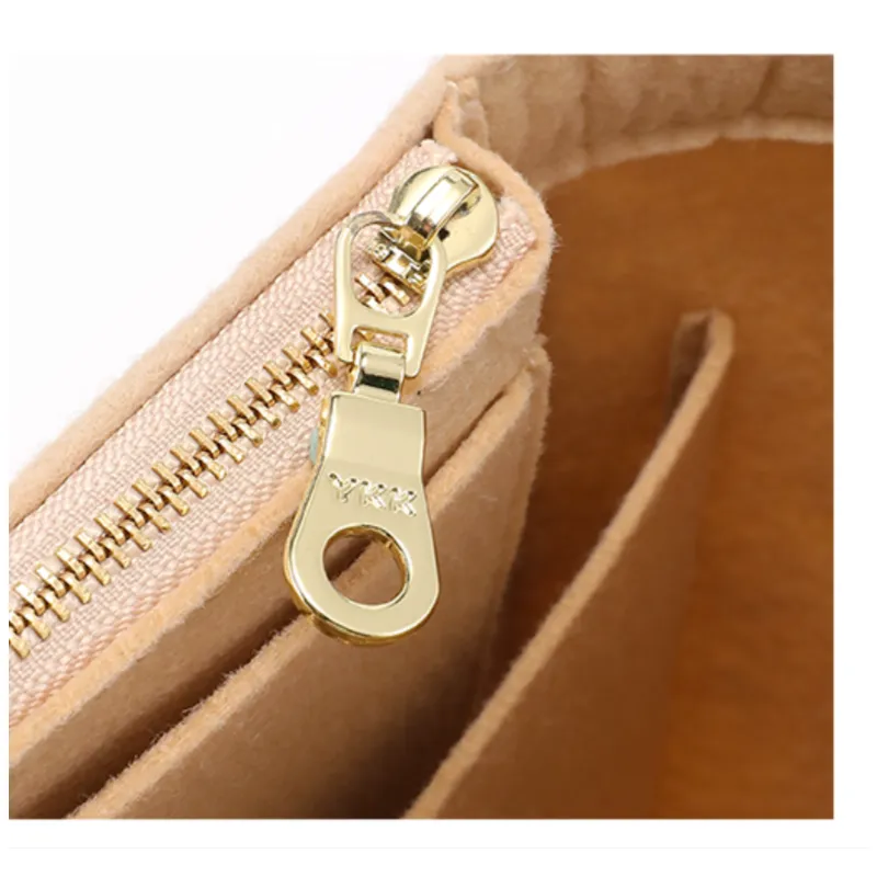 Ingenuity Handmade Felt Artificial Leather Interior Pocket Storage Accessories Bag Strap Women's Beige/Brown-4
