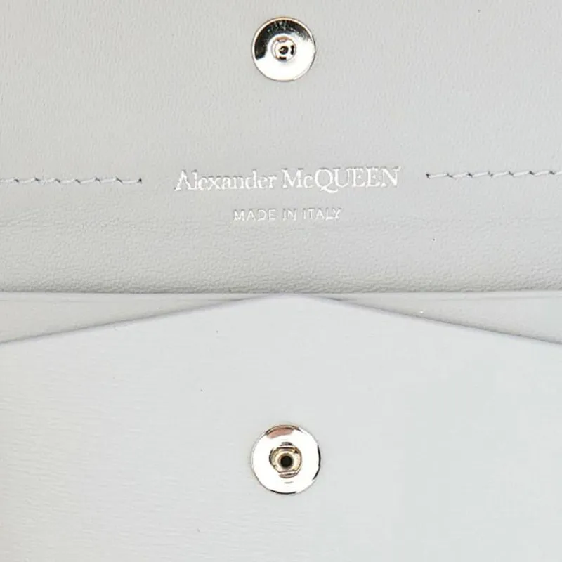 Alexander McQueen Calfskin Card Holder Wallet Women's White-4