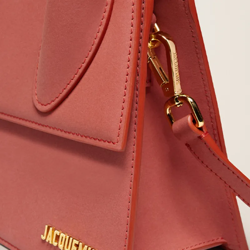 Jacquemus Cow Leather Shoulder Bag Crossbody Bag Handbag Large Size Women's Brick Red-3