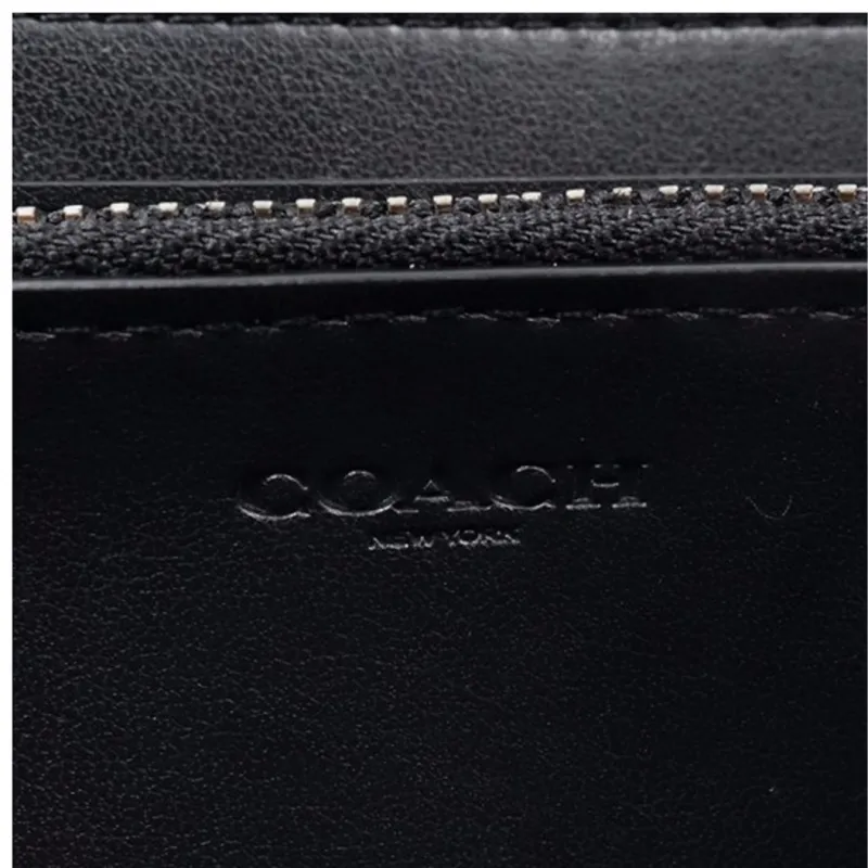 COACH Accordion Zip Wallet PVC Zipper Clutch Wallet Men's Orange & Brown Monogram-4
