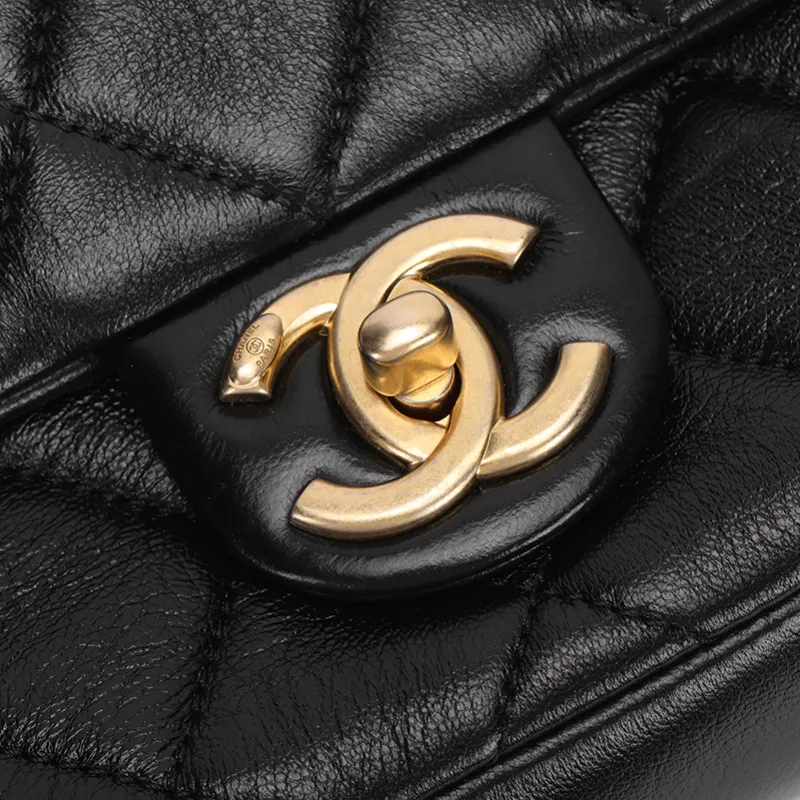 CHANEL Lambskin Portable Crossbody Bag, Shoulder Bag Mini Women's Black-4