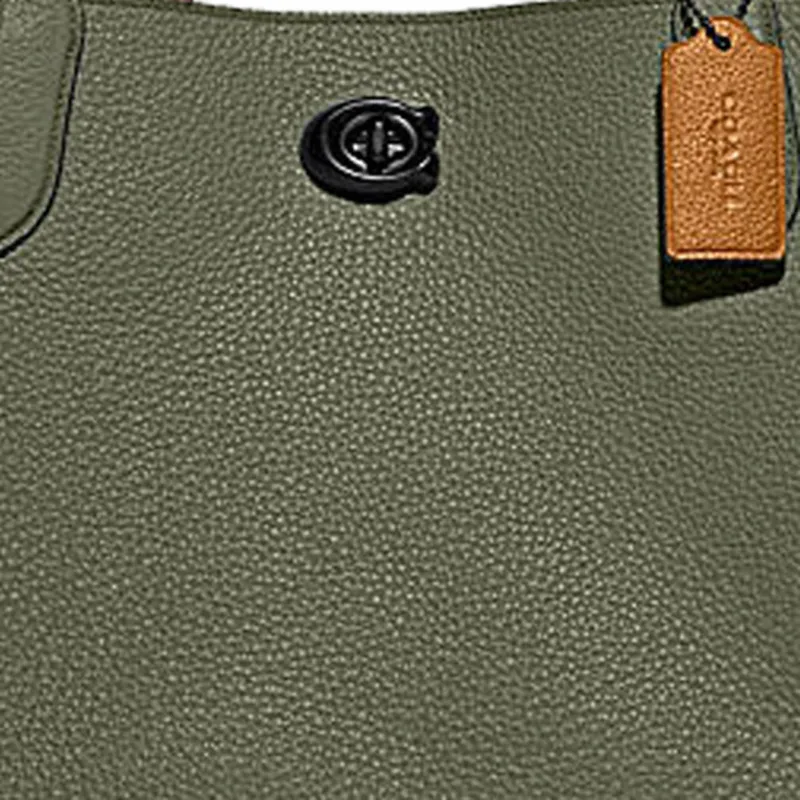 COACH Willow Cow Leather Handbag Large Size Women's Green-3