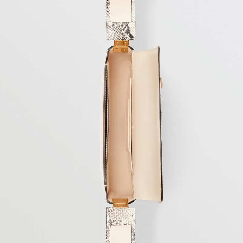 Burberry Olympia Leather Shoulder Bag Crescent Bag Handbag Shoulder Bag Small Size Women's Cheese Milk Beige-3