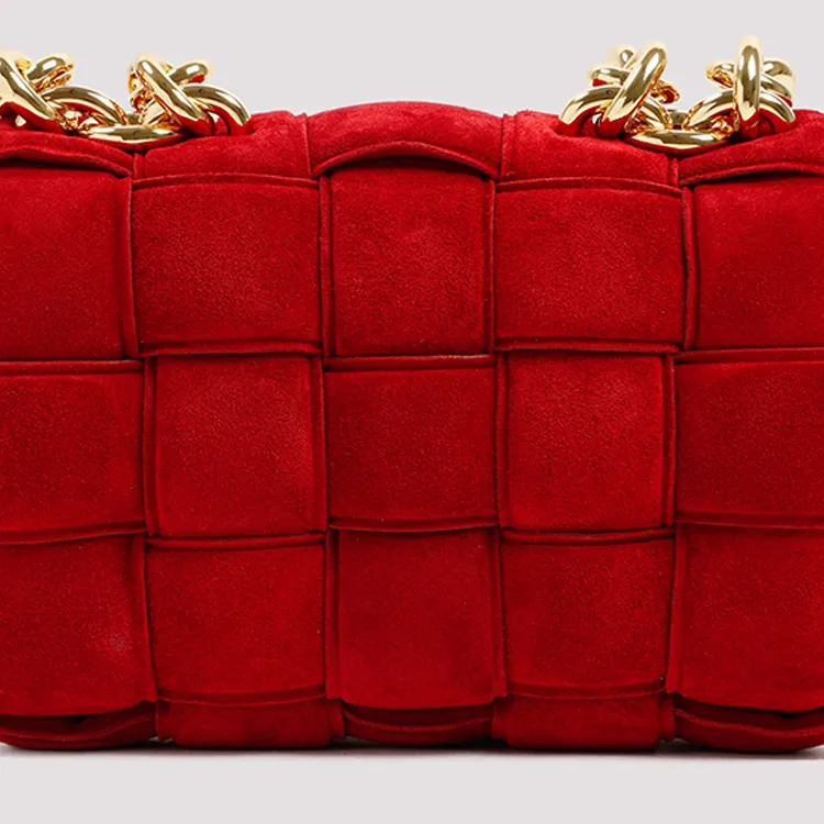 Bottega Veneta Chain Cassette Cow Leather Shoulder Bag, Crossbody Bag, Handbag Women's Red-4