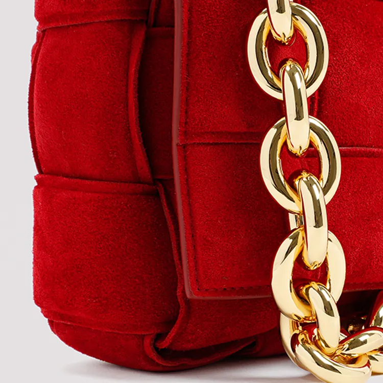 Bottega Veneta Chain Cassette Cow Leather Shoulder Bag, Crossbody Bag, Handbag Women's Red-3
