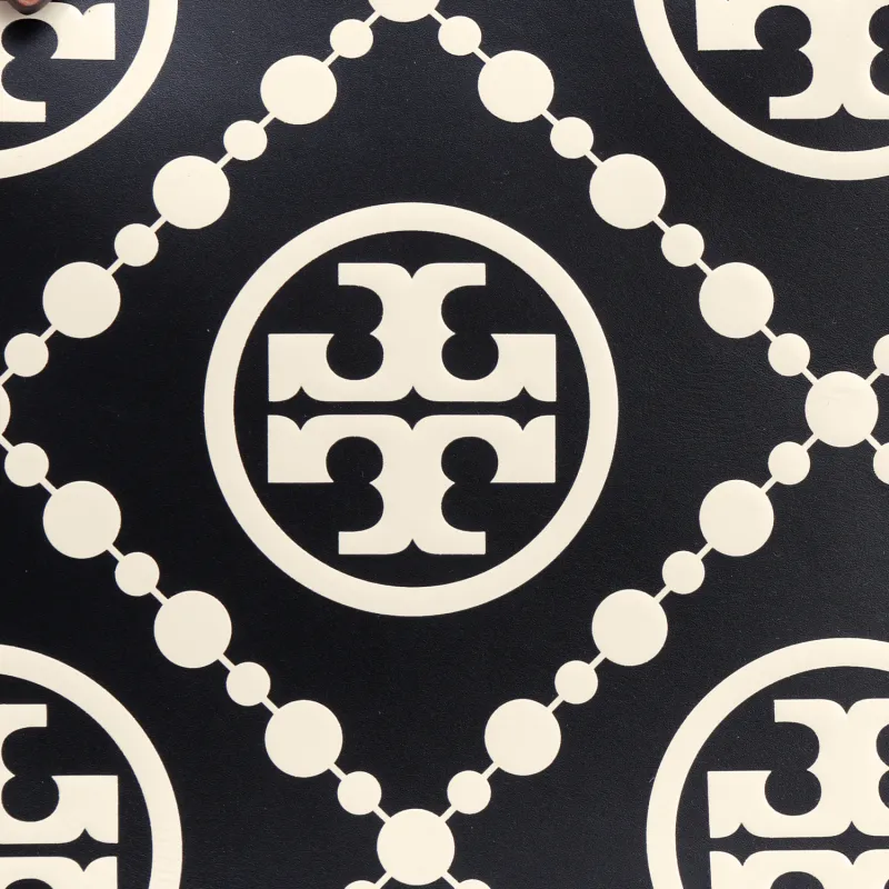 TORY BURCH T Monogram Leather Tote Bag Shopping Bag Handbag Shoulder Bag Regular Women's Black-4
