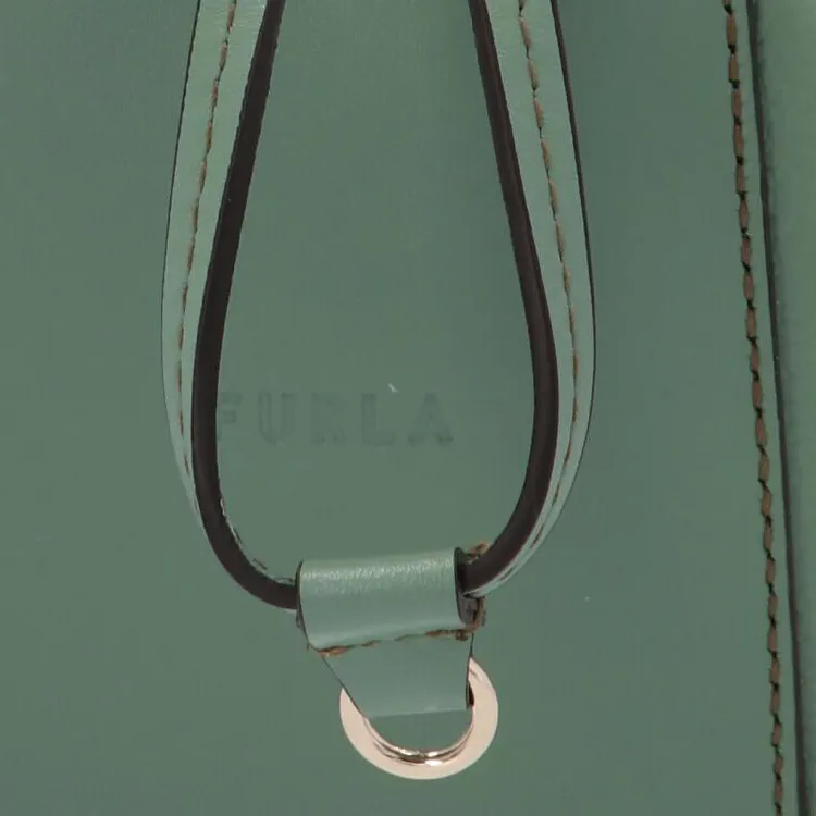 Furla Miastella Leather Bucket Bag, Shoulder Bag, Crossbody Bag Mini Women's Green-3
