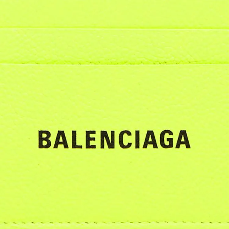 Balenciaga Grained Calfskin Card Clip Card Holder Women's Neon Yellow-2