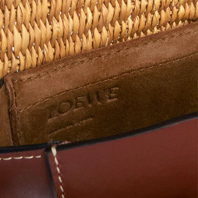 LOEWE Gate Elephant Grass With Calfskin Shoulder Bag Travel Bag Crossbody Bag Mini Women's Natural/Brown-4
