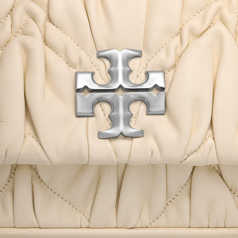 TORY BURCH Kira Nappa Leather Handbag, Shoulder Bag Trumpets Women's Light Cream White-4