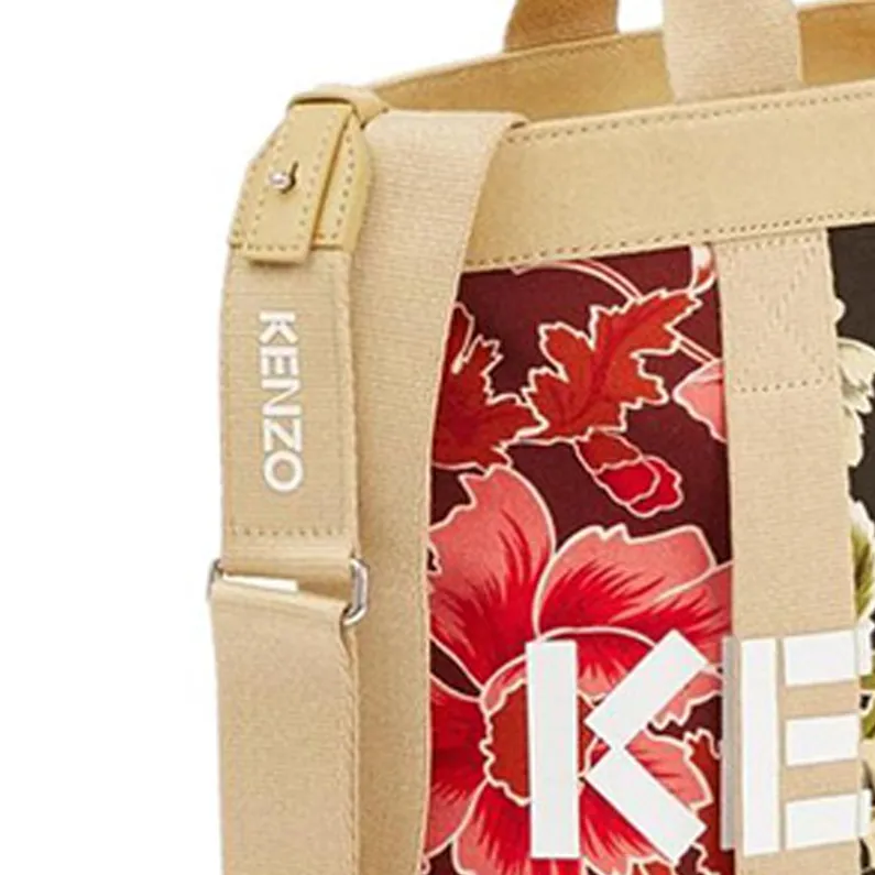 KENZO Cotton Tote Bag Shopping Bag Shoulder Bag Crossbody Bag Handbag Small Size Women's Multicolor-3