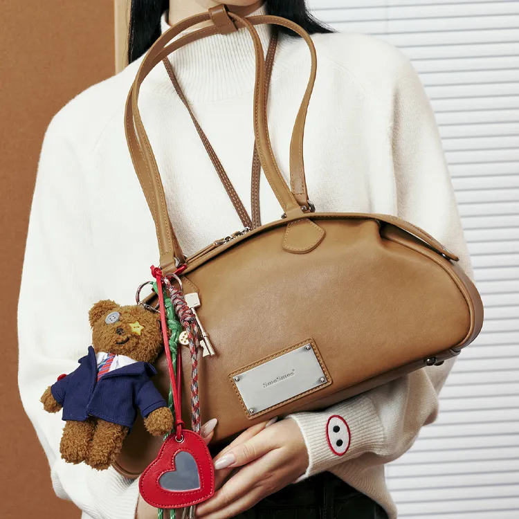 MCMIKO Cow Leather Patchwork With Artificial Leather Crossbody Shoulder Bags Women's Yellow Brown-1