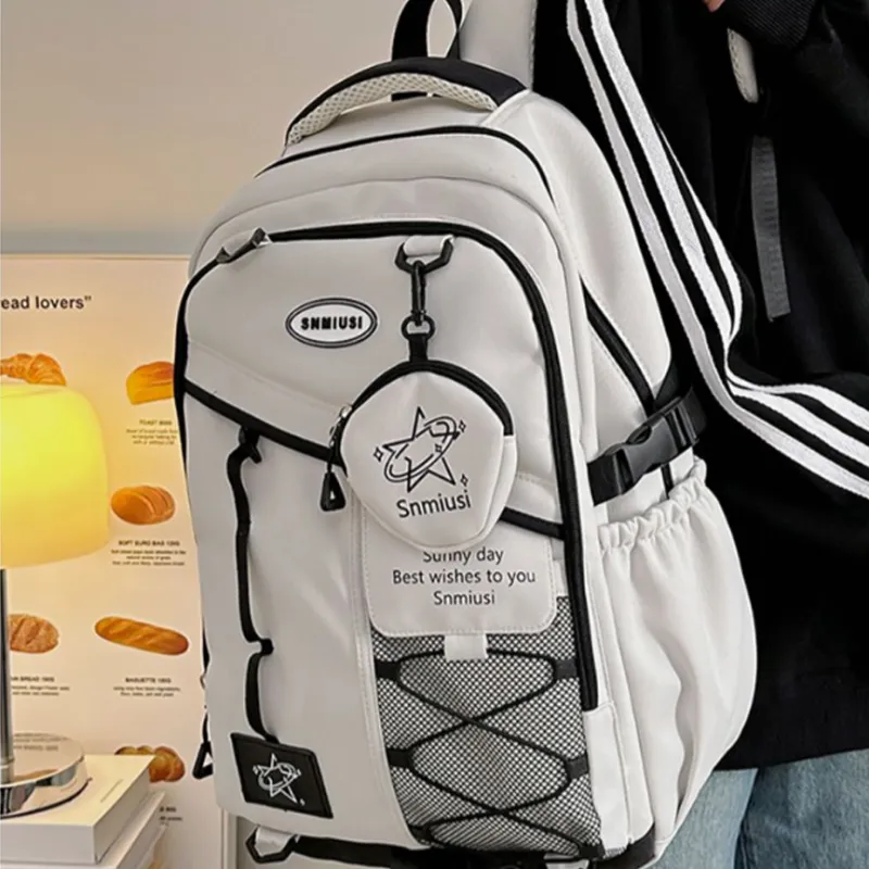 Fitchell Nylon Backpack Unisex Black/Khaki/Green/Blue/Grey-8