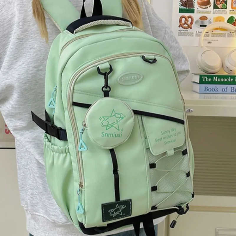 Fitchell Nylon Backpack Unisex Black/Khaki/Green/Blue/Grey-5