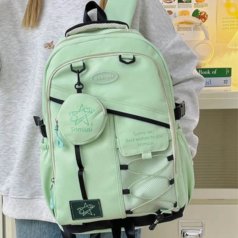 Fitchell Nylon Backpack Unisex Black/Khaki/Green/Blue/Grey-4